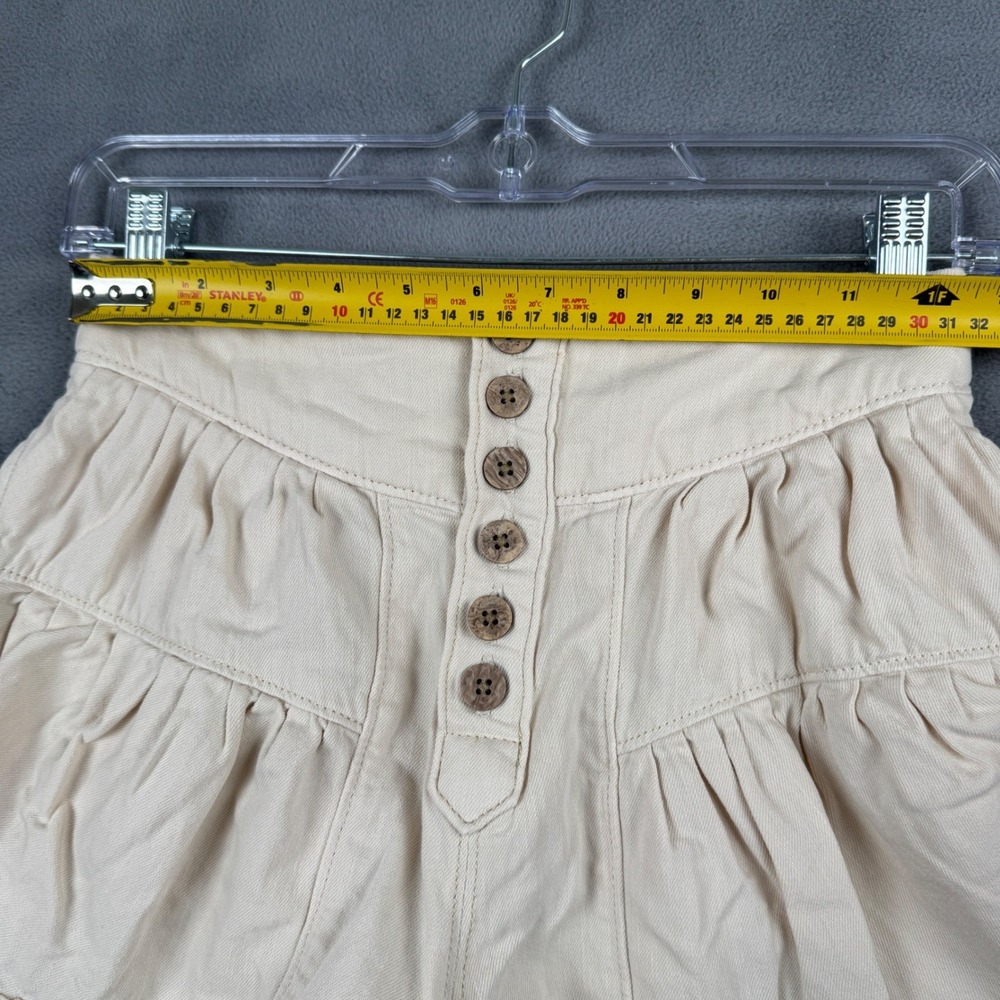We The Free Free People Beige Ruffle Tiered Button Front Shorts Womens XS - Picture 5 of 9